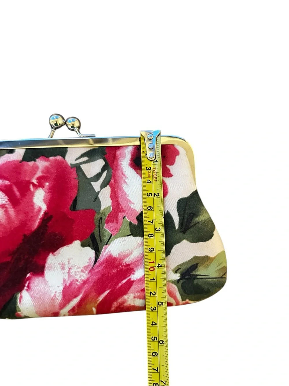 Floral Kisslock Clutch - Red & Pink Floral Print